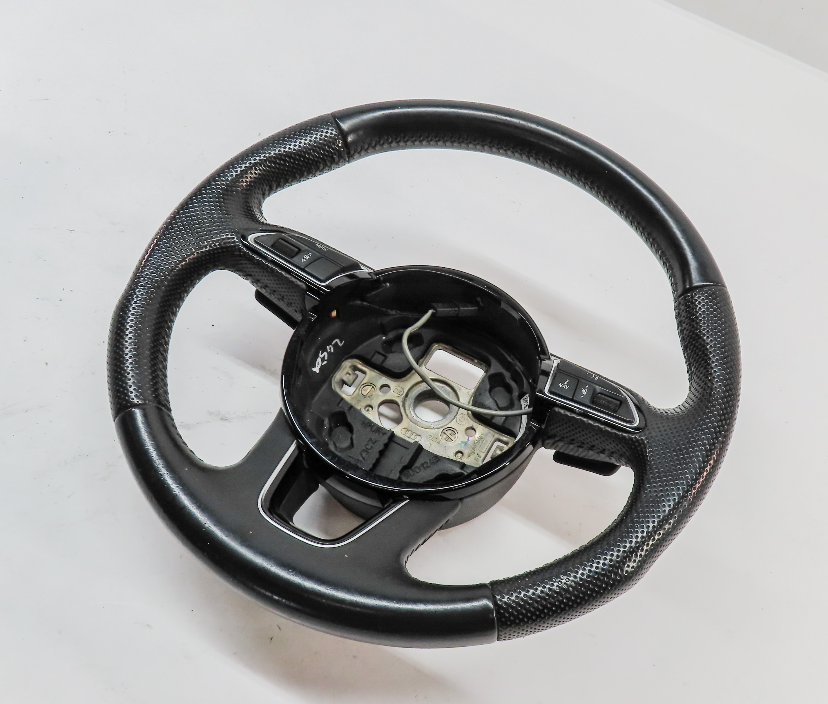 12-15 AUDI Q7 (4L) 3 SPOKE S-LINE STEERING WHEEL w/ SWITCHES & PADDLES (Black) — exact item pictured